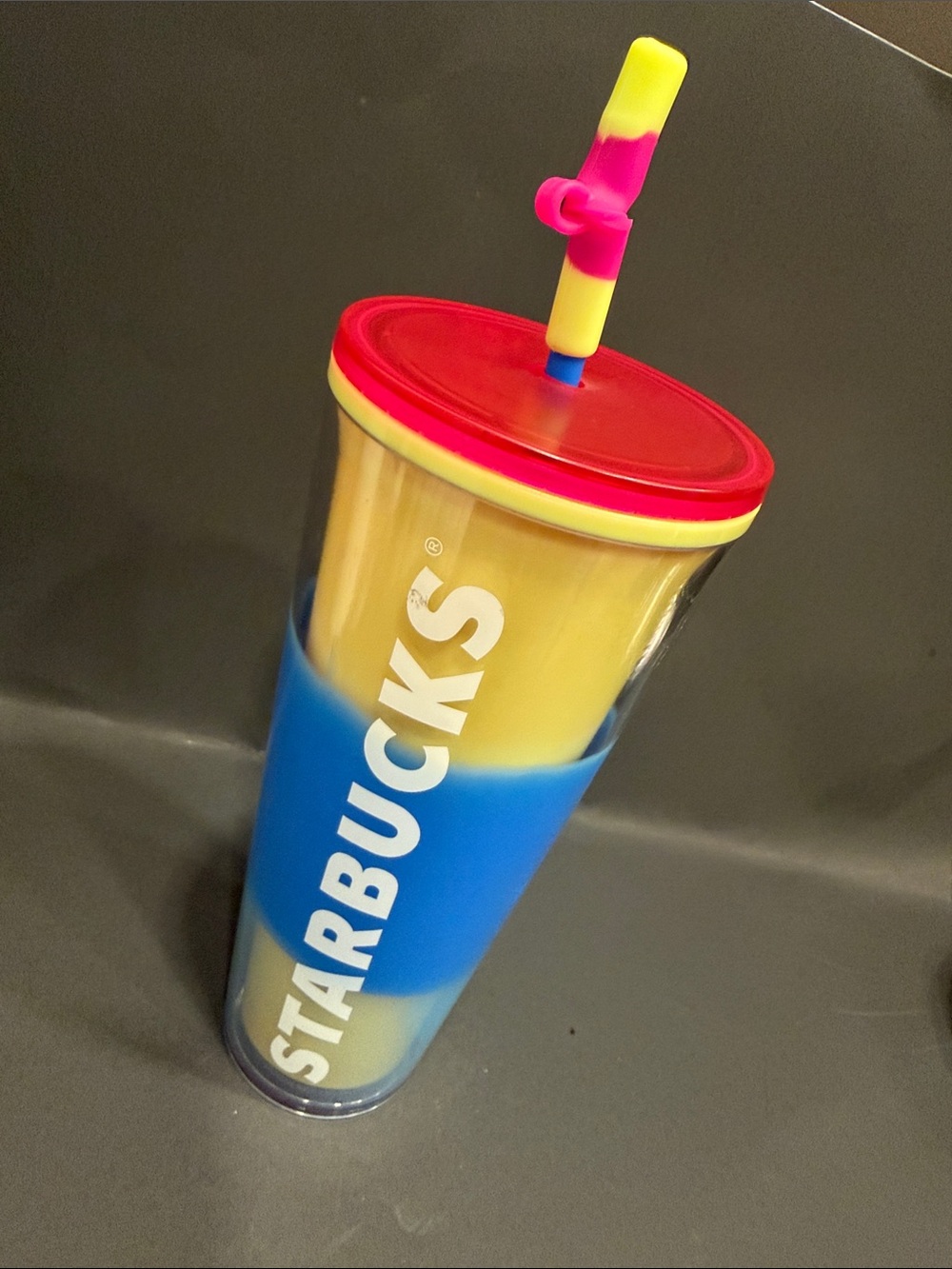 Starbucks Colorblock Tumbler in Blue, Yellow, Red with Silicone Straw